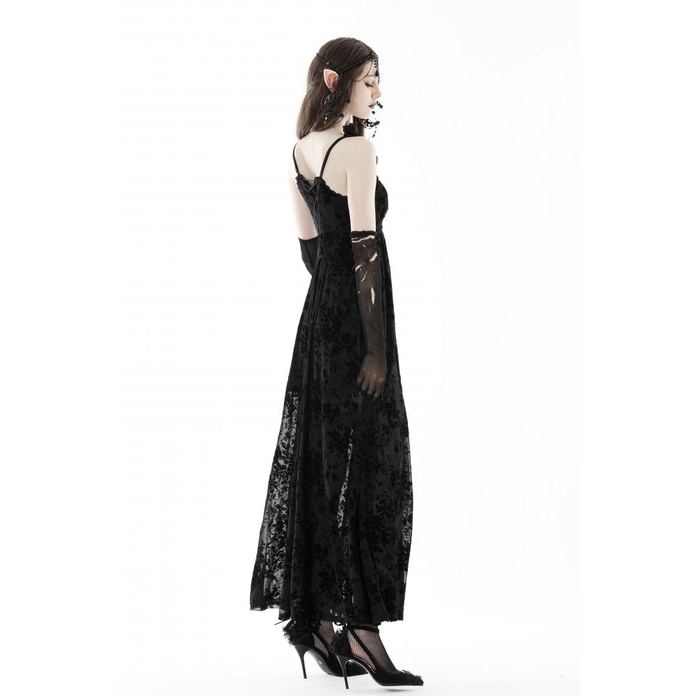 Dark In Love Dahlia Dress – Ankle-Length Floral Strap Midi Dress