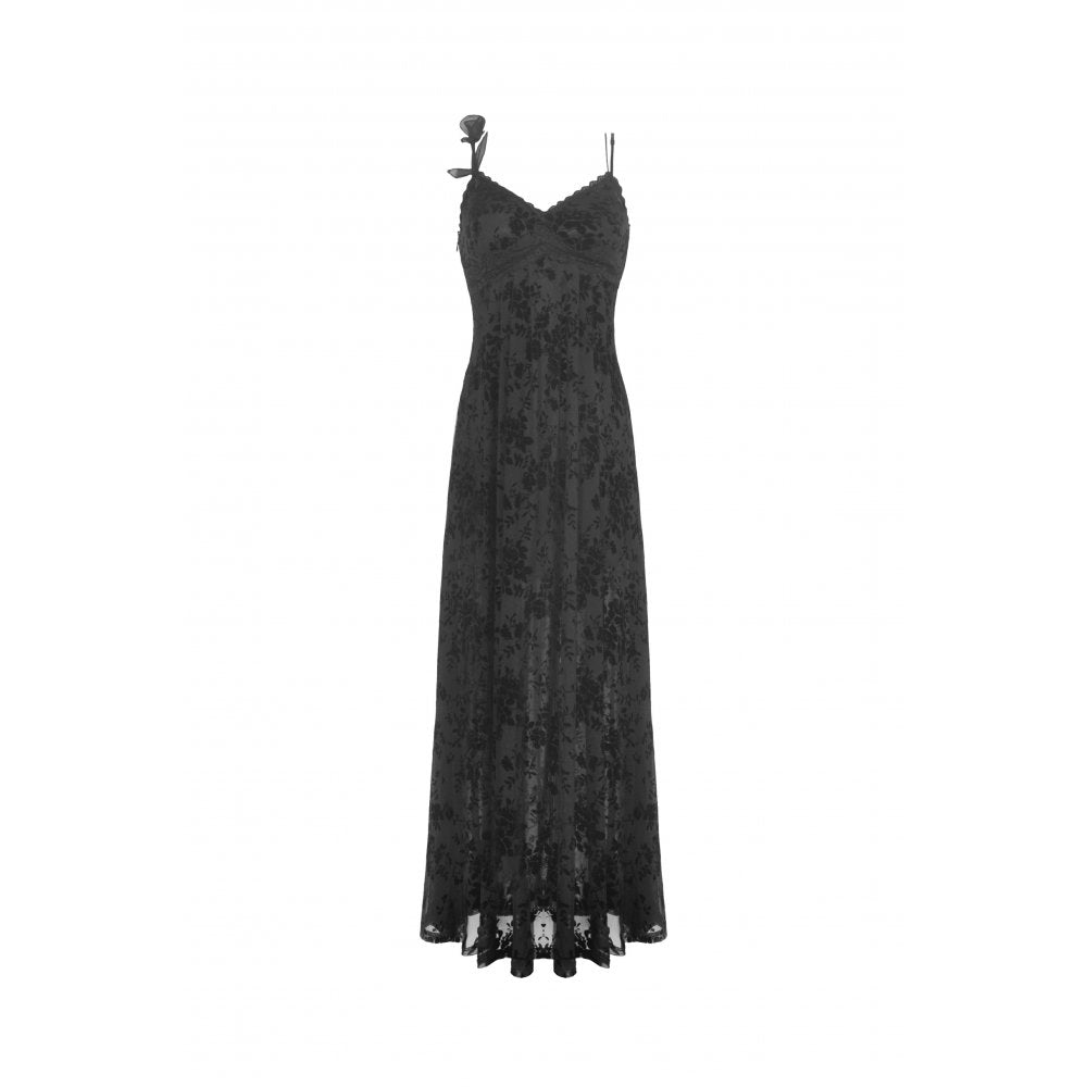 Dark In Love Dahlia Dress – Ankle-Length Floral Strap Midi Dress
