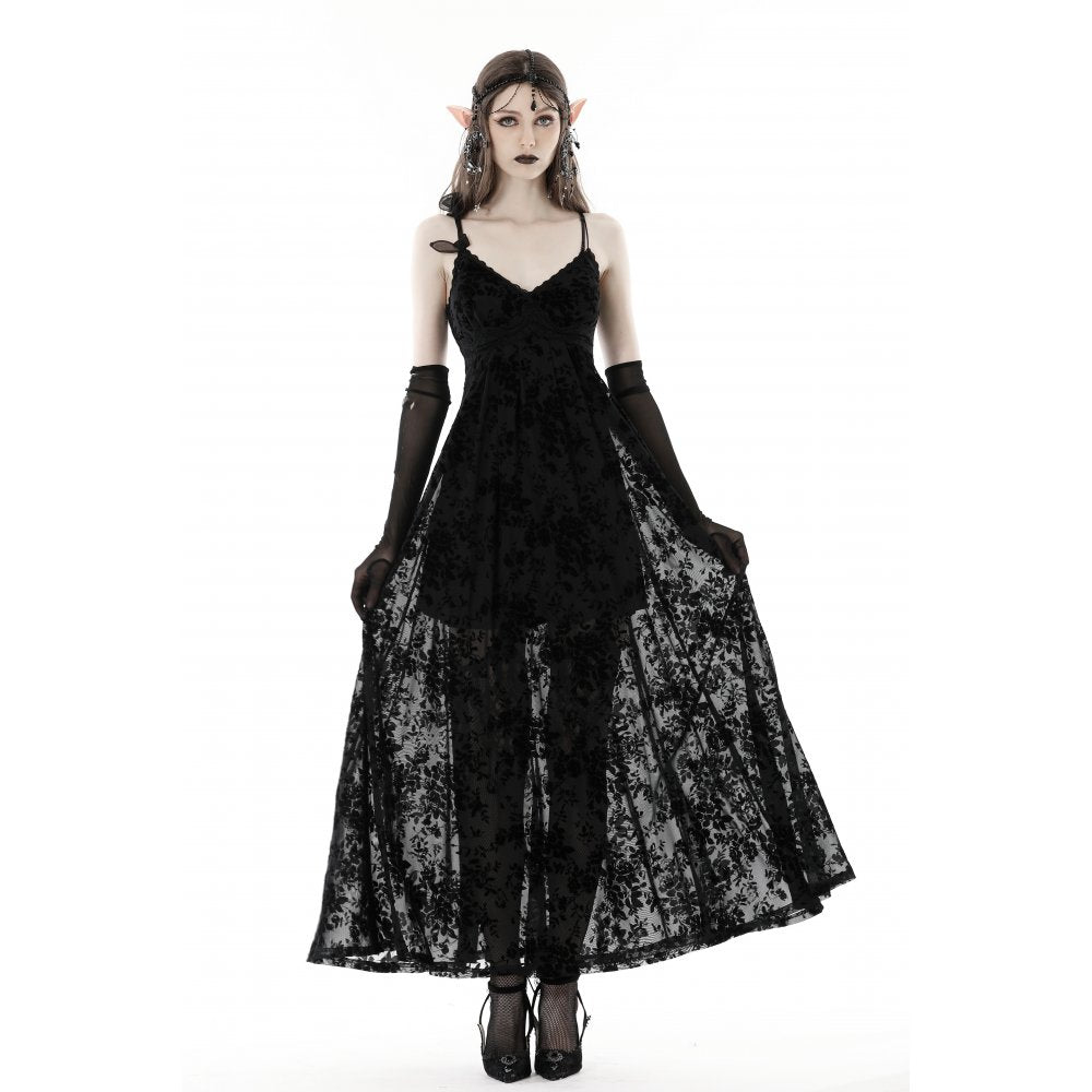 Dark In Love Dahlia Dress – Ankle-Length Floral Strap Midi Dress