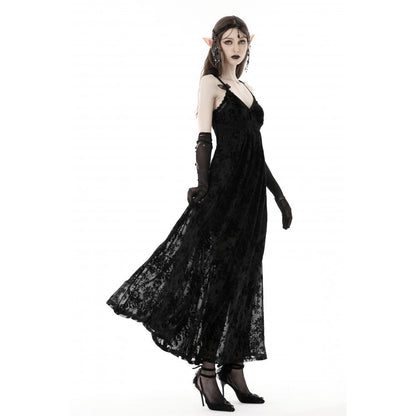 Dark In Love Dahlia Dress – Ankle-Length Floral Strap Midi Dress