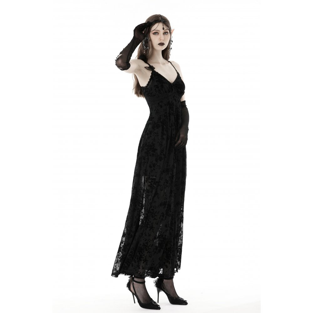 Dark In Love Dahlia Dress – Ankle-Length Floral Strap Midi Dress