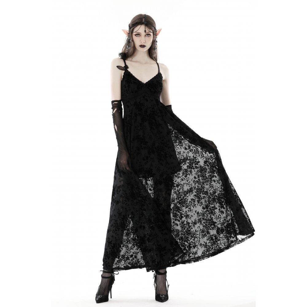 Dark In Love Dahlia Dress – Ankle-Length Floral Strap Midi Dress