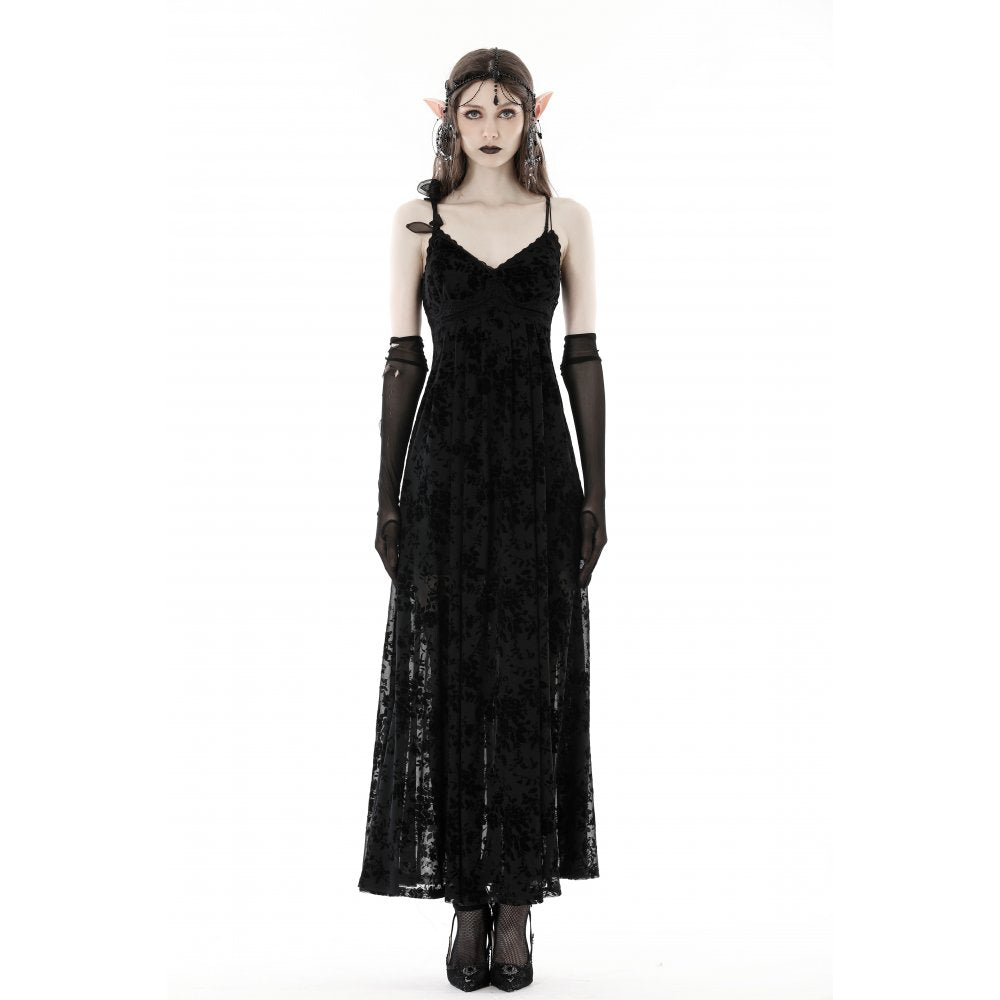 Dark In Love Dahlia Dress – Ankle-Length Floral Strap Midi Dress