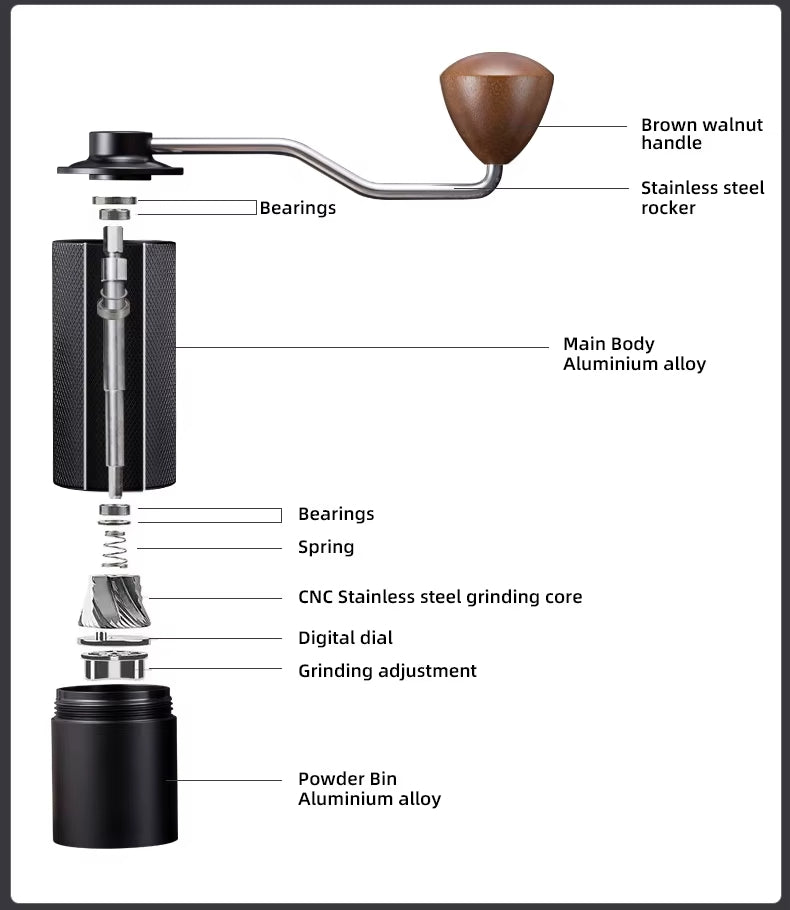COFFA Manual Coffee Grinder 25g Stainless Steel Burr Adjustable for Espresso