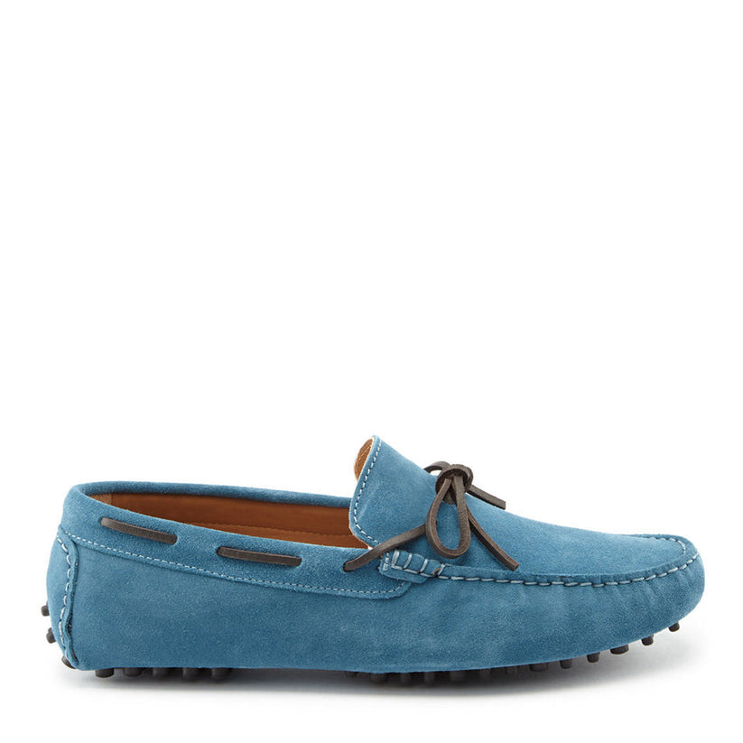 Hugs & Co Mens Petrol Blue Suede Laced Driving Loafers UK 7-14 product image 1