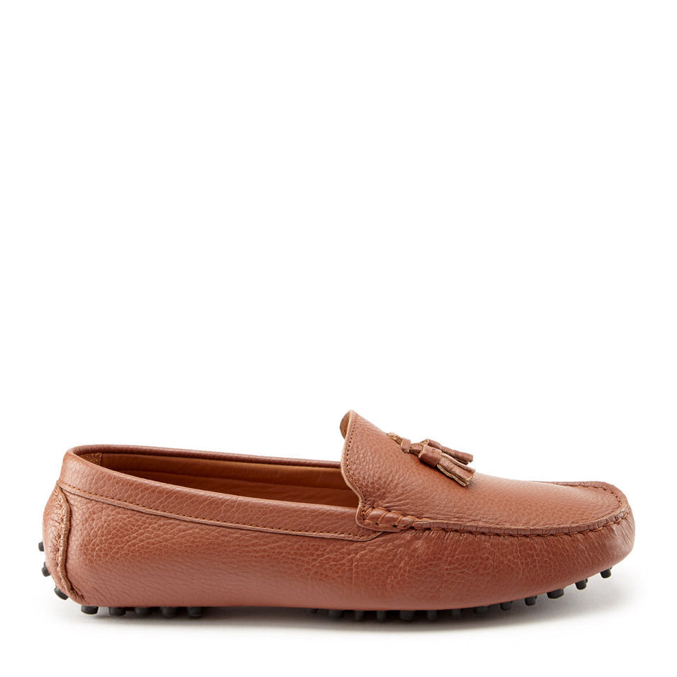 Tasselled Driving Loafers, tan grain leather