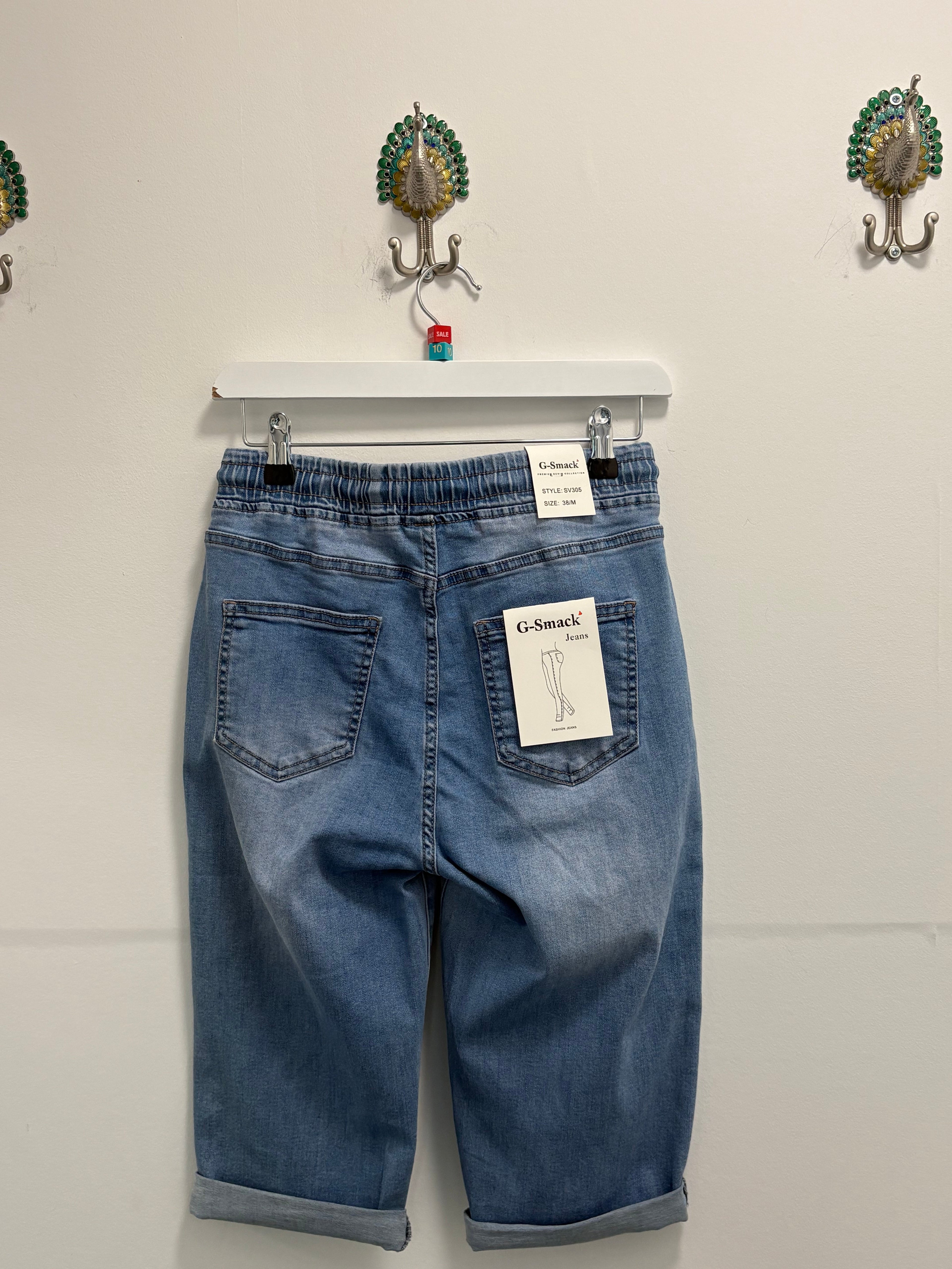 G-Smack Women’s Denim Shorts | Casual Drawstring Mid-Length Jean Shorts Sizes 10-22