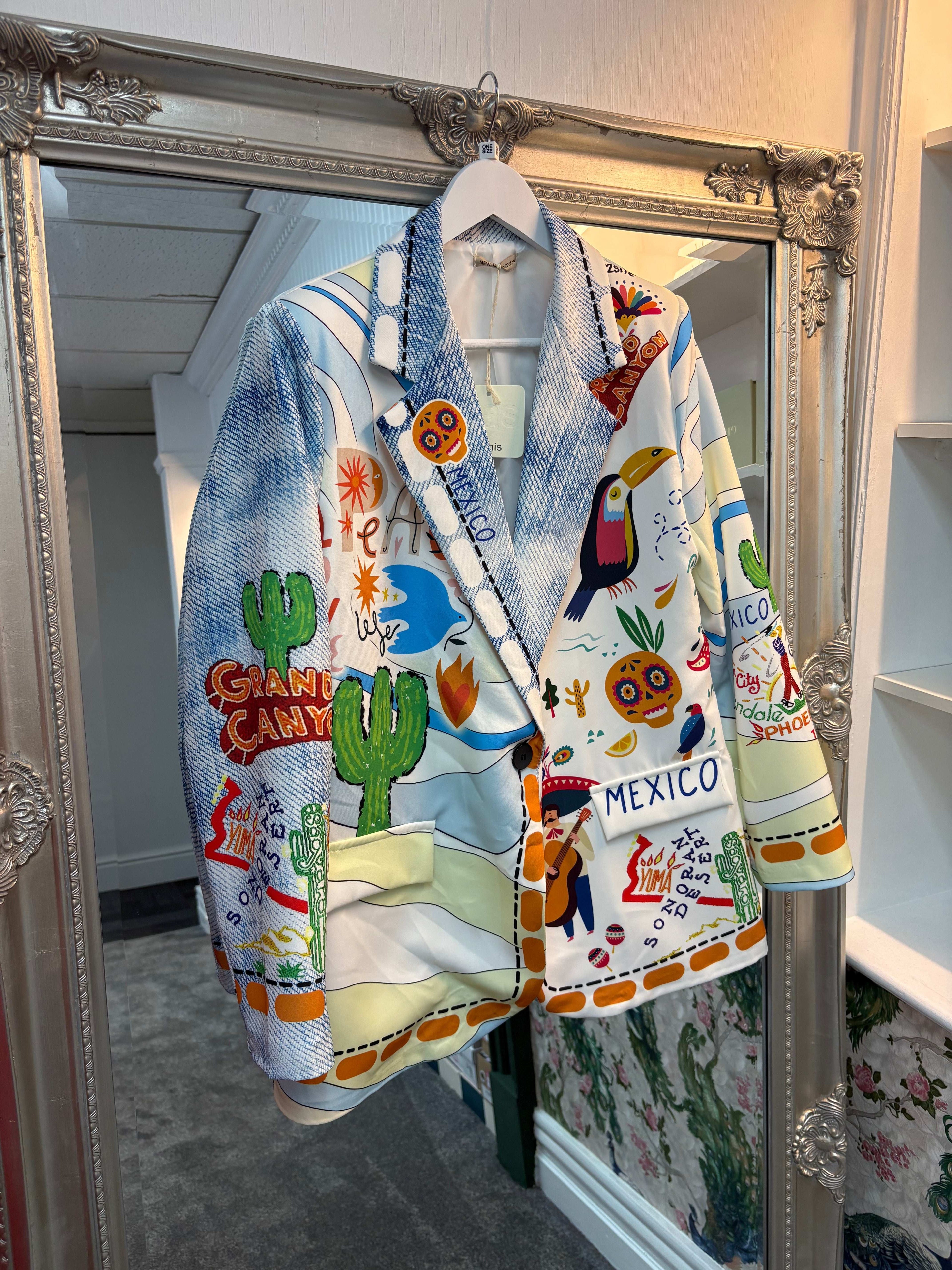 Mexico Print Blazer | Statement Jacket One Size 8-16