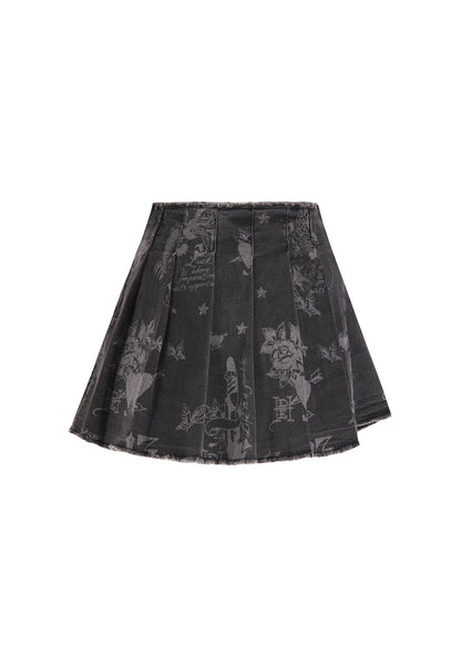 Womens Edh Love Print Skirt - Black