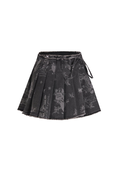 Womens Edh Love Print Skirt - Black