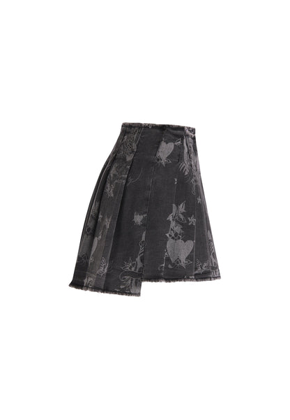 Womens Edh Love Print Skirt - Black