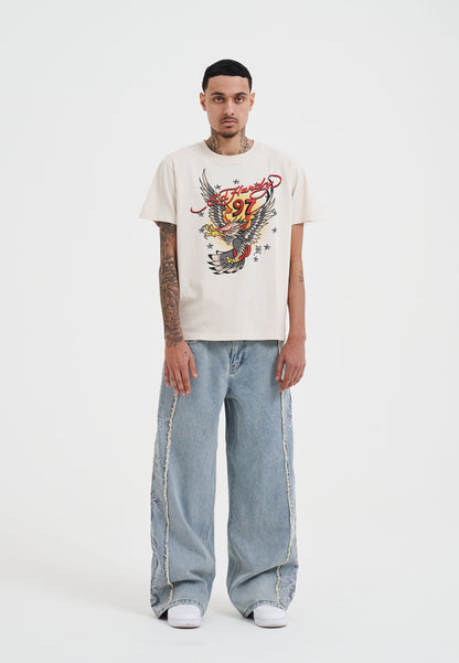 Mens 97 Eagle Diamante T-Shirt - Beige