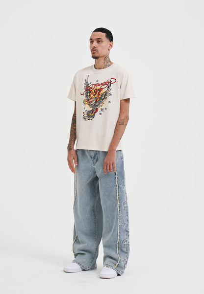 Mens 97 Eagle Diamante T-Shirt - Beige