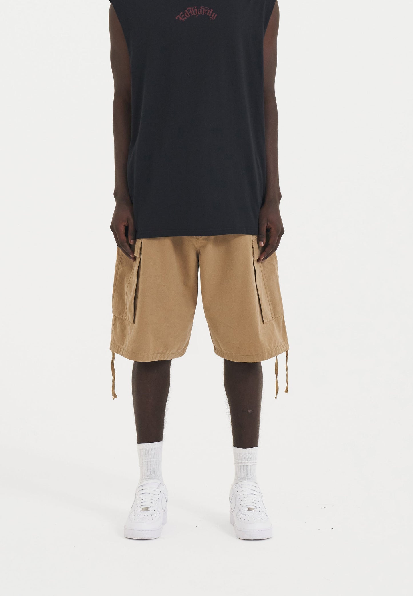 Mens Dragon Crawl Woven Cargo Shorts - Beige