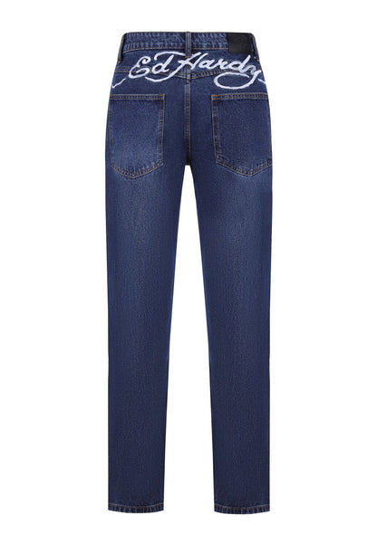 Mens Nyc-Skull Diamante Denim Trousers Jeans - Indigo