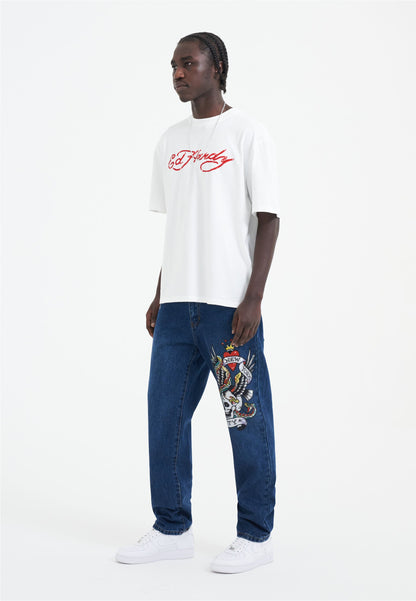 Mens Nyc-Skull Diamante Denim Trousers Jeans - Indigo