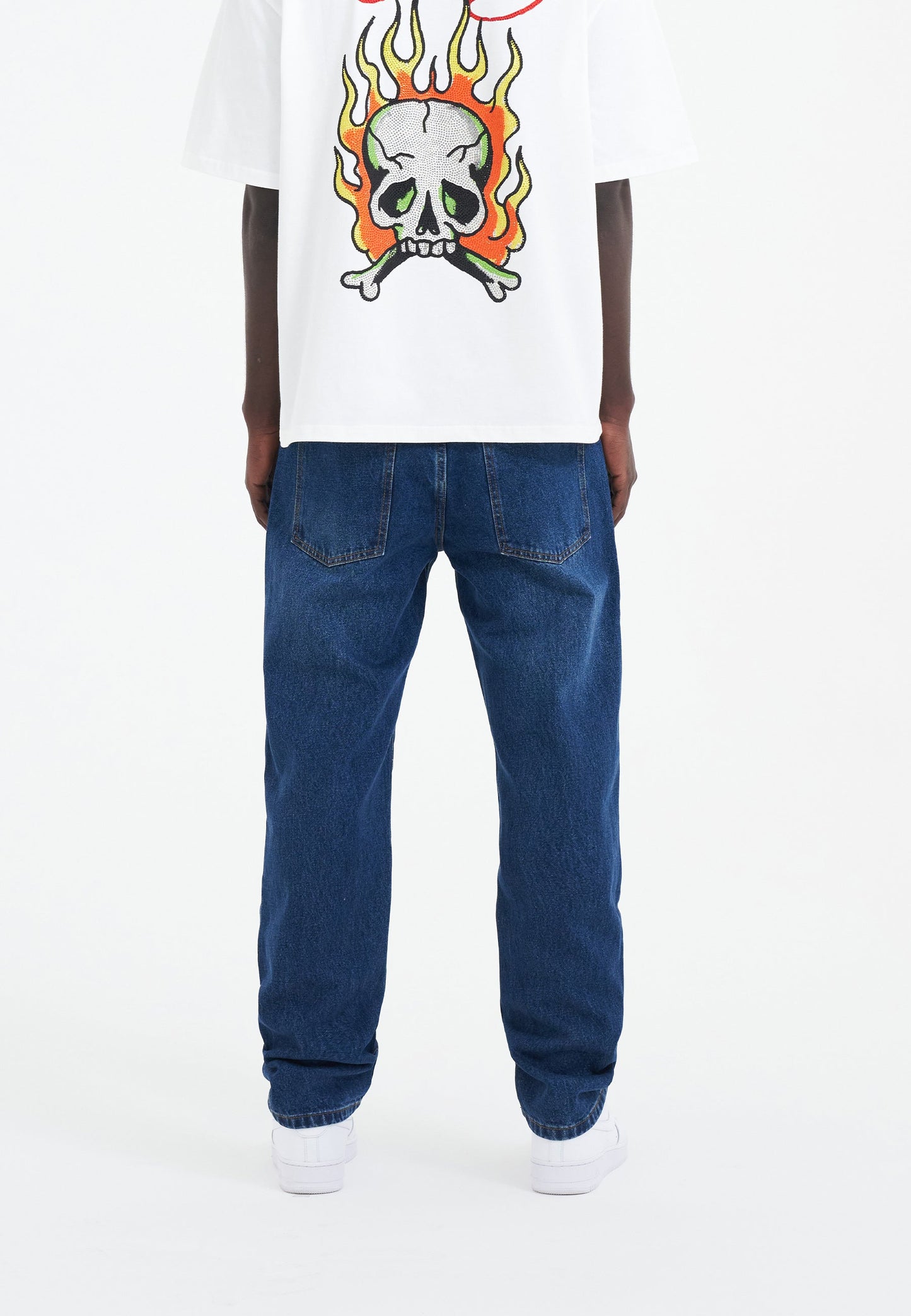 Mens Nyc-Skull Diamante Denim Trousers Jeans - Indigo