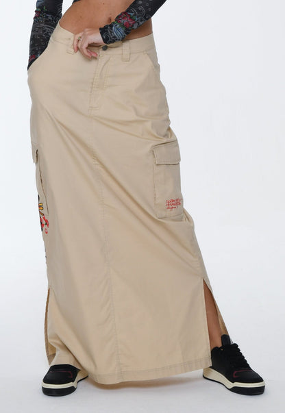 Womens Geisha Cargo Skirt - Beige
