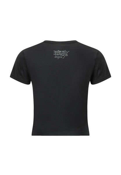 Womens New York City Cropped Baby Tshirt Top - Black