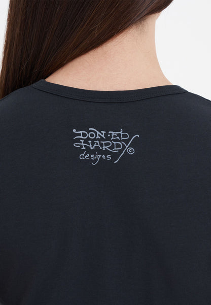 Womens New York City Cropped Baby Tshirt Top - Black