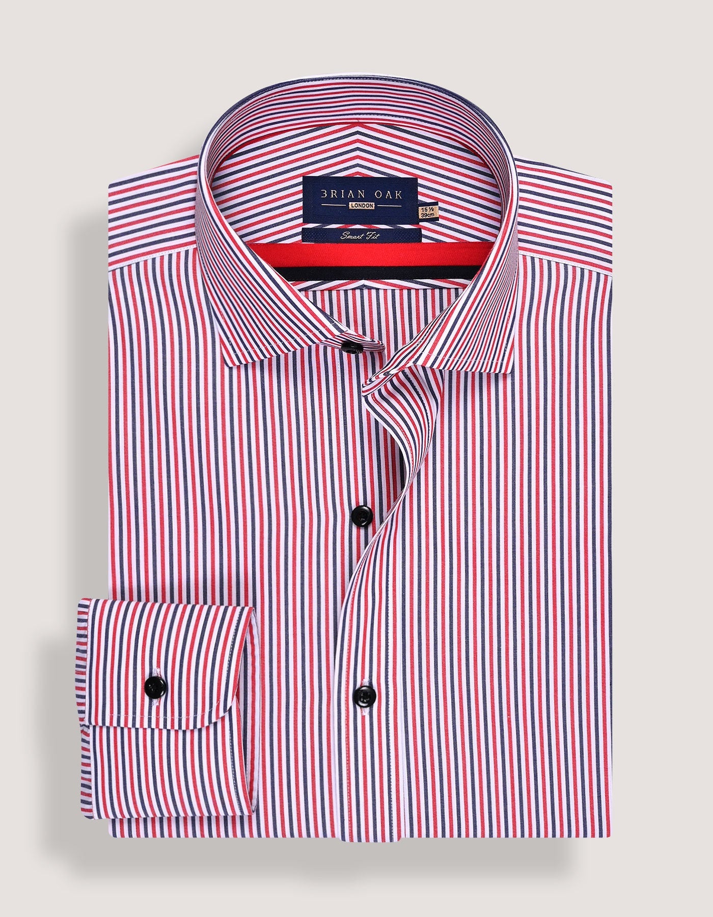 Red & Blue Tailored Smart Fit Striped Shirt