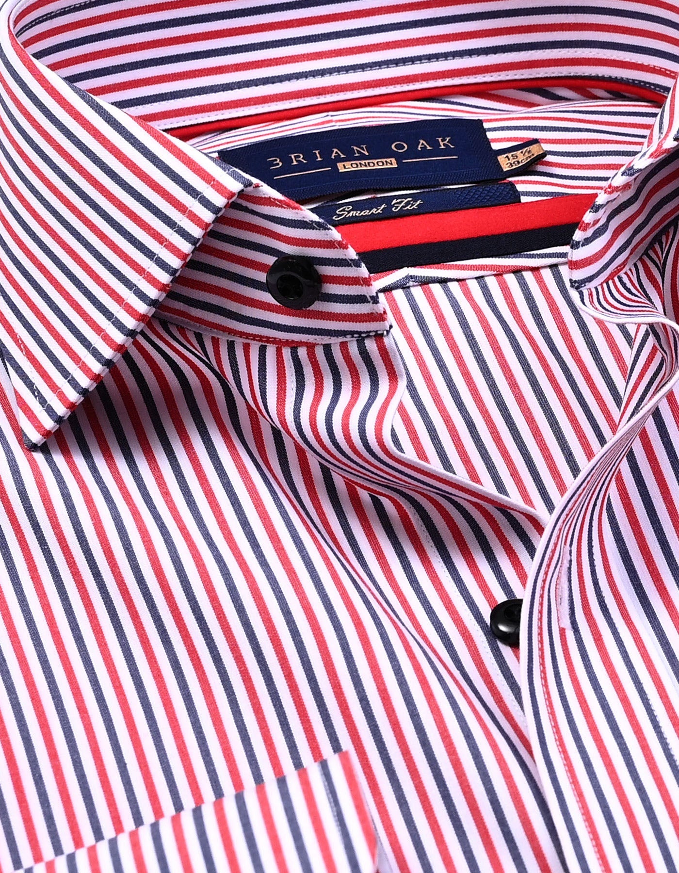 Red & Blue Tailored Smart Fit Striped Shirt