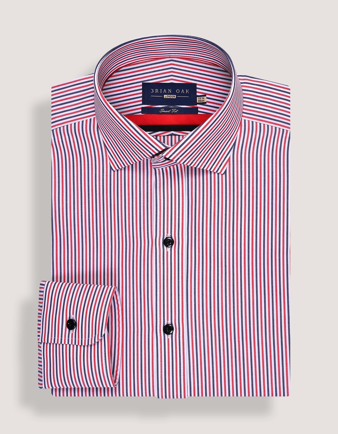Red & Blue Tailored Smart Fit Striped Shirt