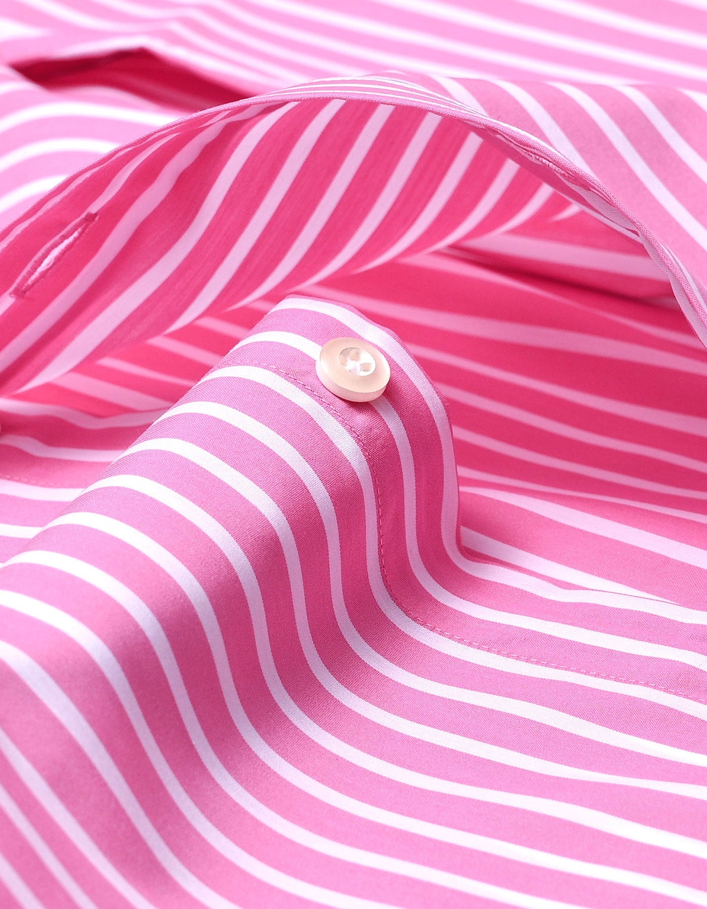Flamingo Pink Striped Contrast Collar Shirt