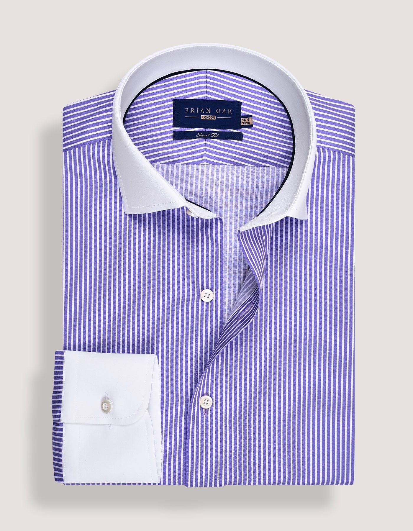 Violet Striped Shirt with Contrast Collar & Cuffs