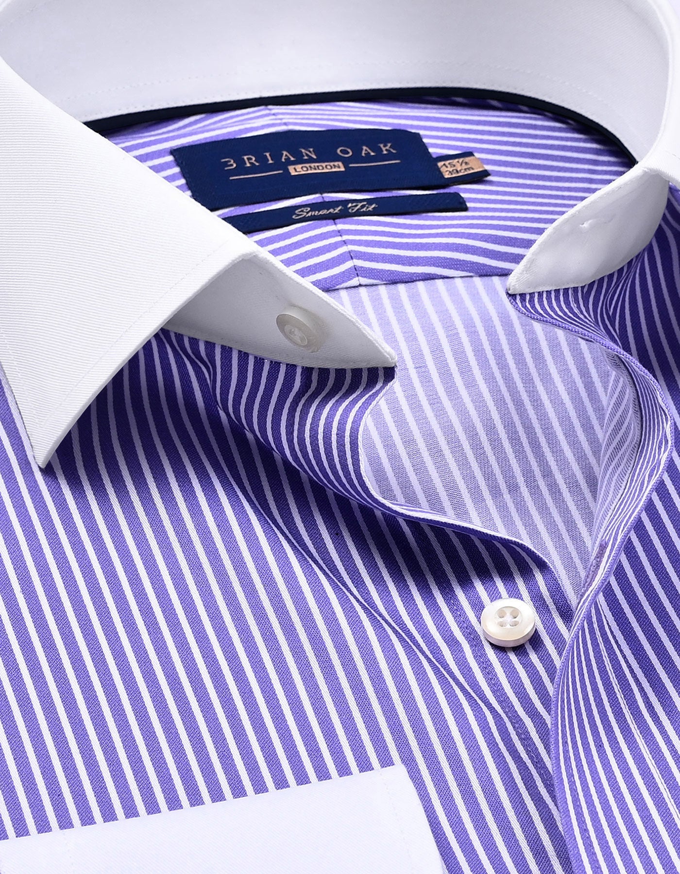 Violet Striped Shirt with Contrast Collar & Cuffs