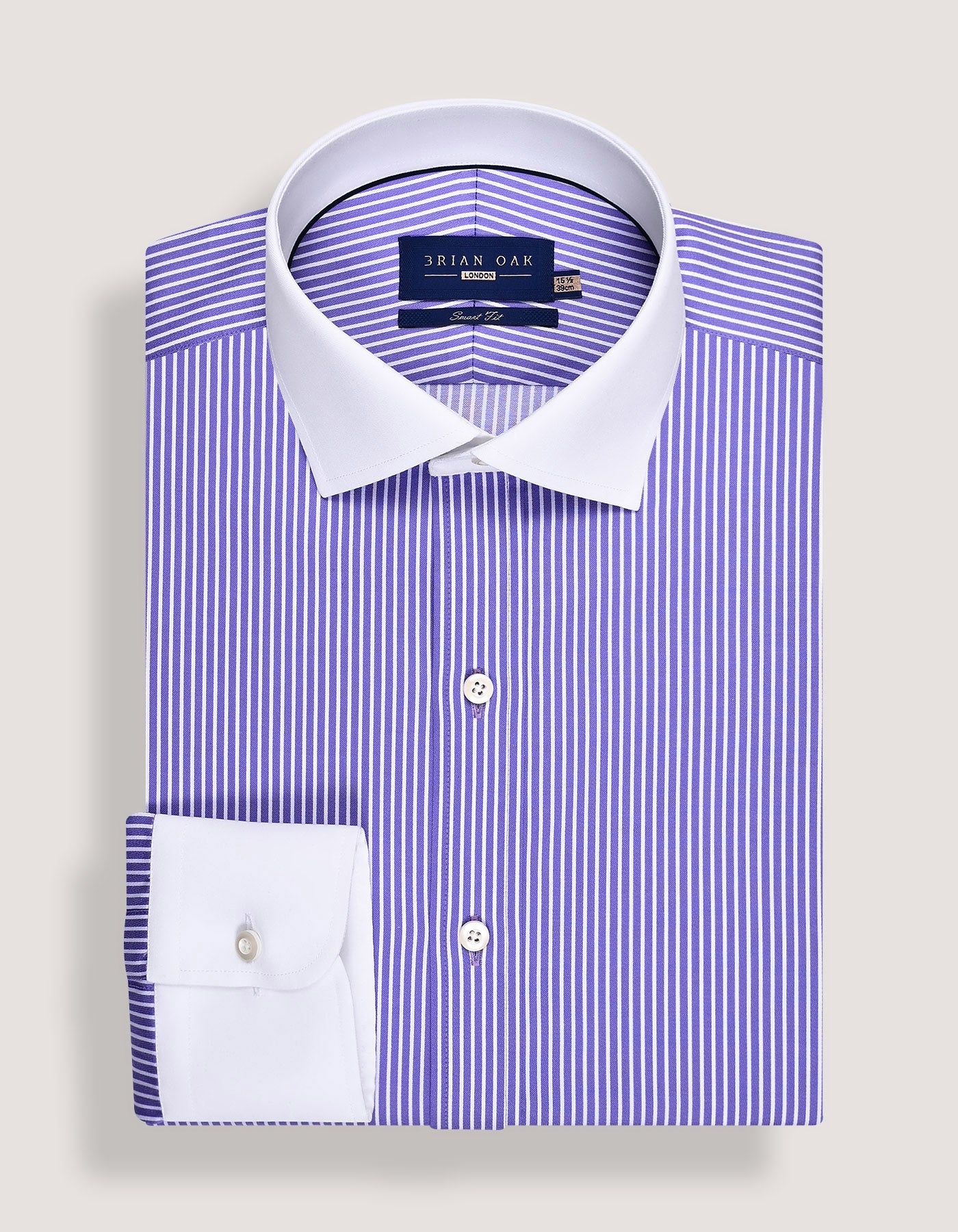 Violet Striped Shirt with Contrast Collar & Cuffs
