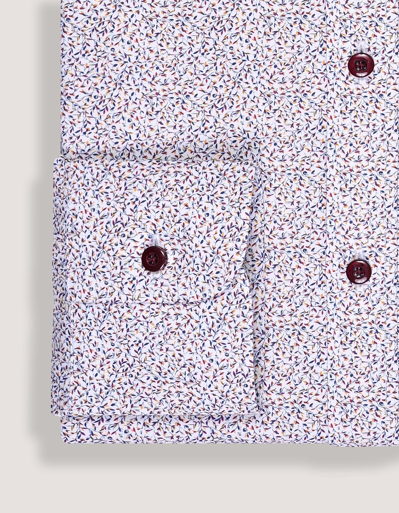 White and Royal Blue Leaf Print Formal Shirt