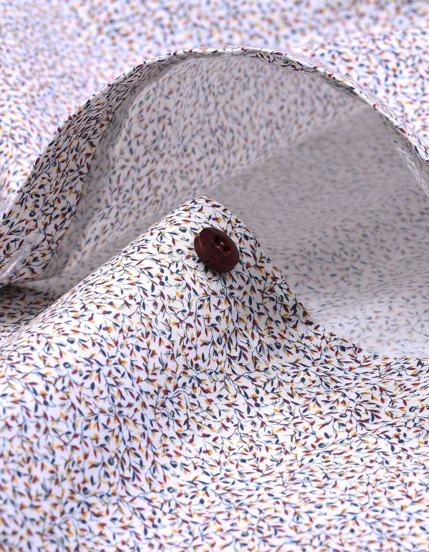 White and Royal Blue Leaf Print Formal Shirt