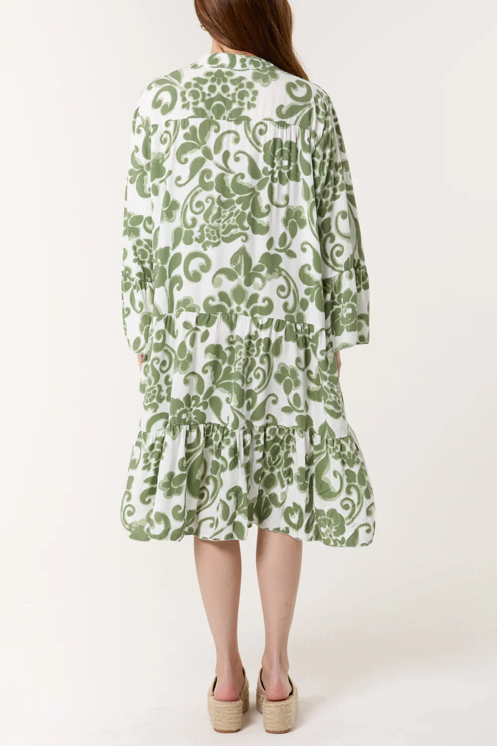 Floral Print Dress Green One Size Fits 8-16/18