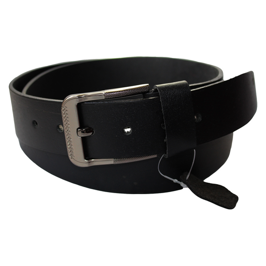 QHA Mens Black Real Leather Belt Real Cowhide Heavy Duty 38mm Wide G01