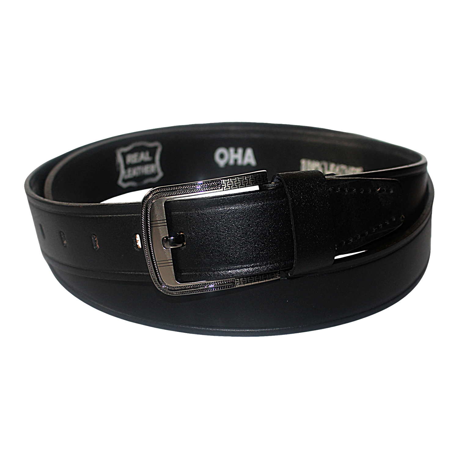 QHA Mens 38mm Real Cowhide Leather Belt with Pin Buckle, Strong & Stylish G02