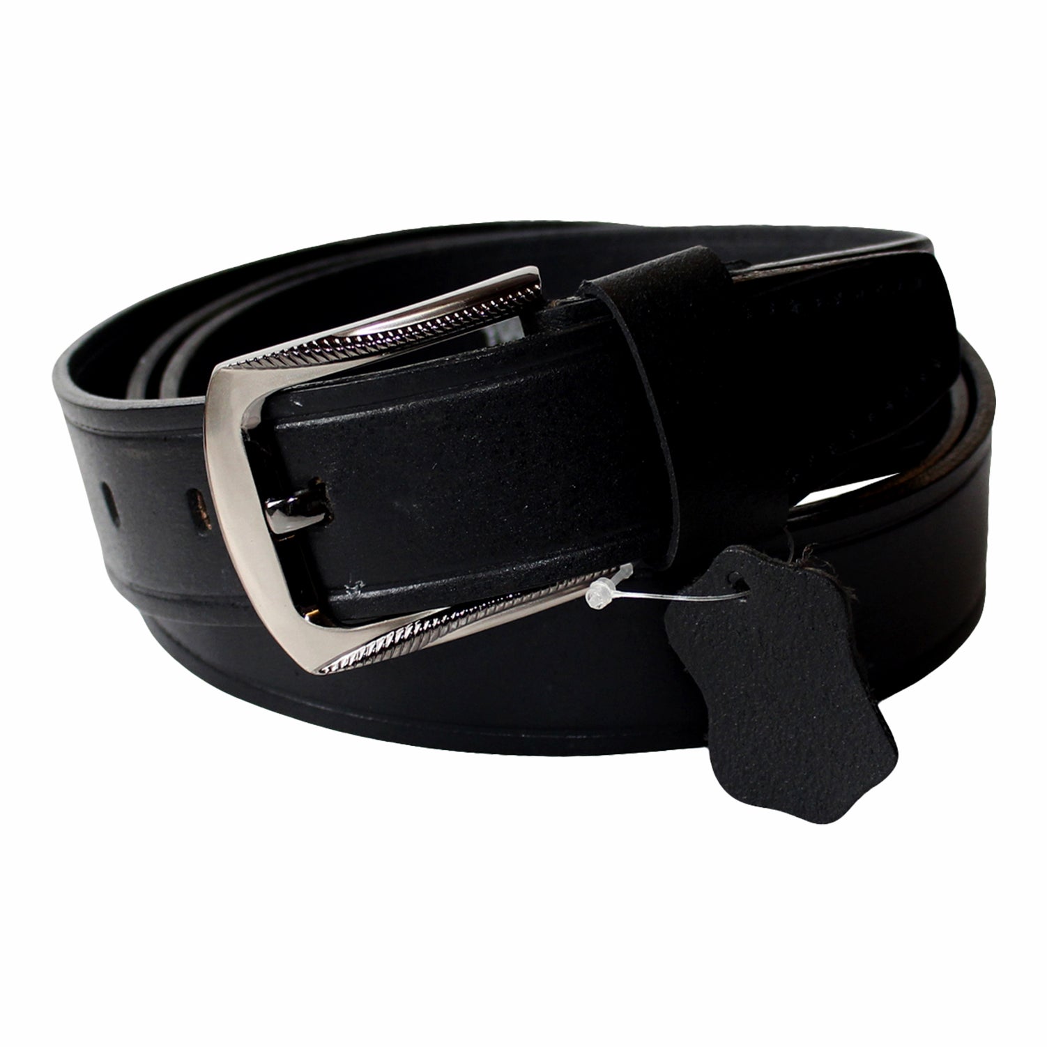QHA Mens Black Real Leather Belt Real Cowhide Heavy Duty 38mm Wide G05