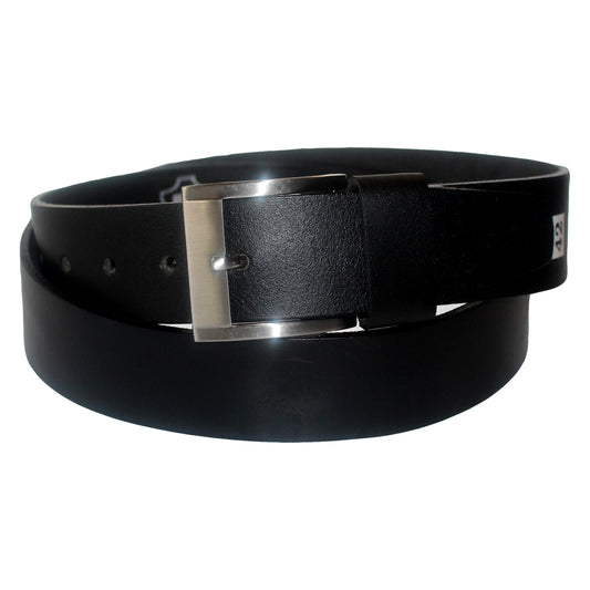 QHA Mens Black Real Leather Belt Real Cowhide Heavy Duty 38mm Wide G06