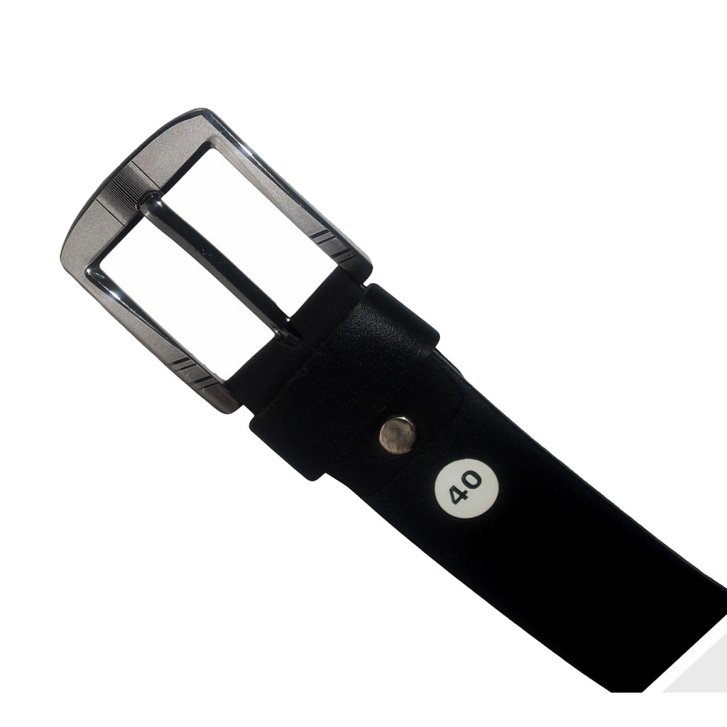 QHA Mens Black Real Leather Belt Real Cowhide Heavy Duty 38mm Wide G07