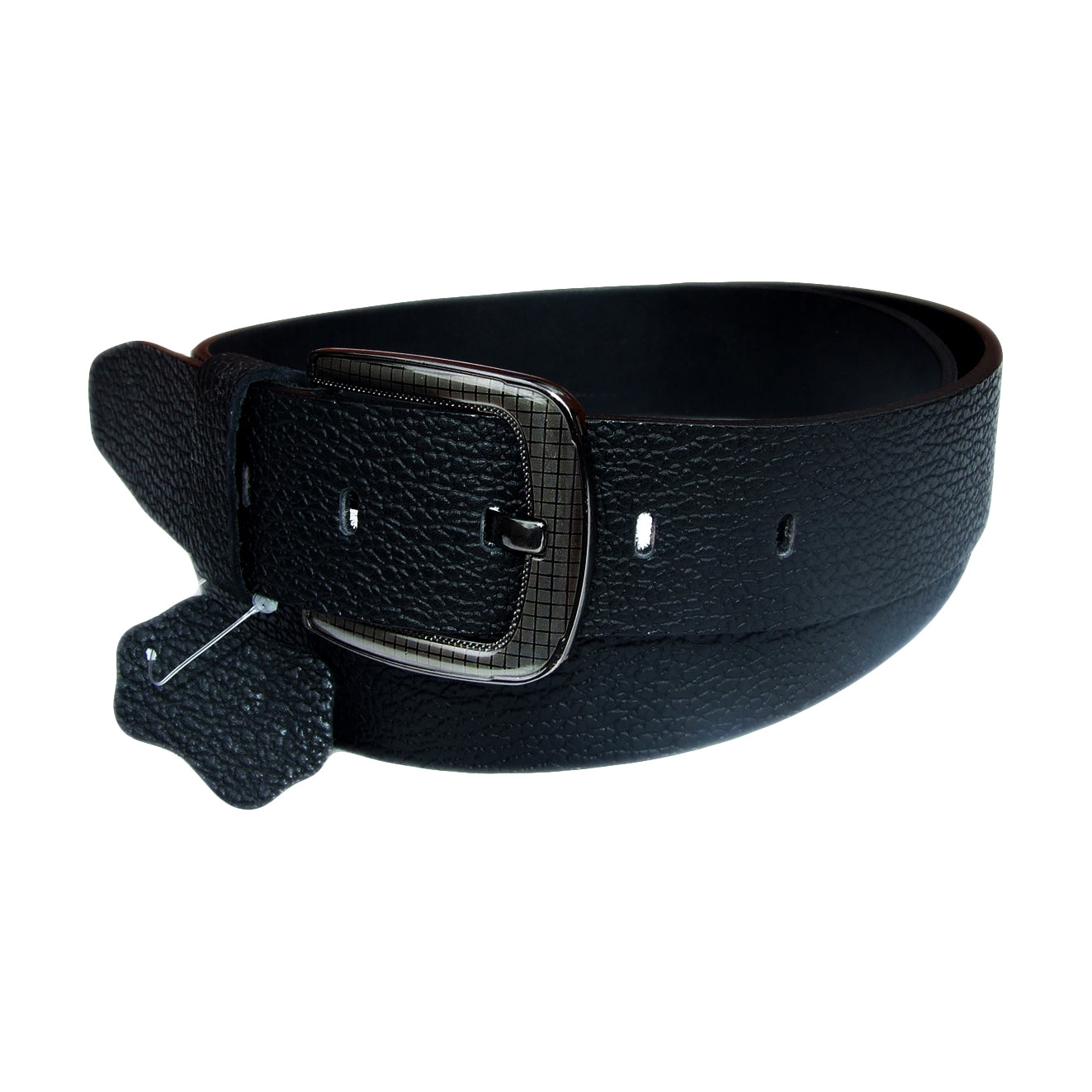 QHA Mens Black Real Leather Belt Real Cowhide Heavy Duty 38mm Wide G08