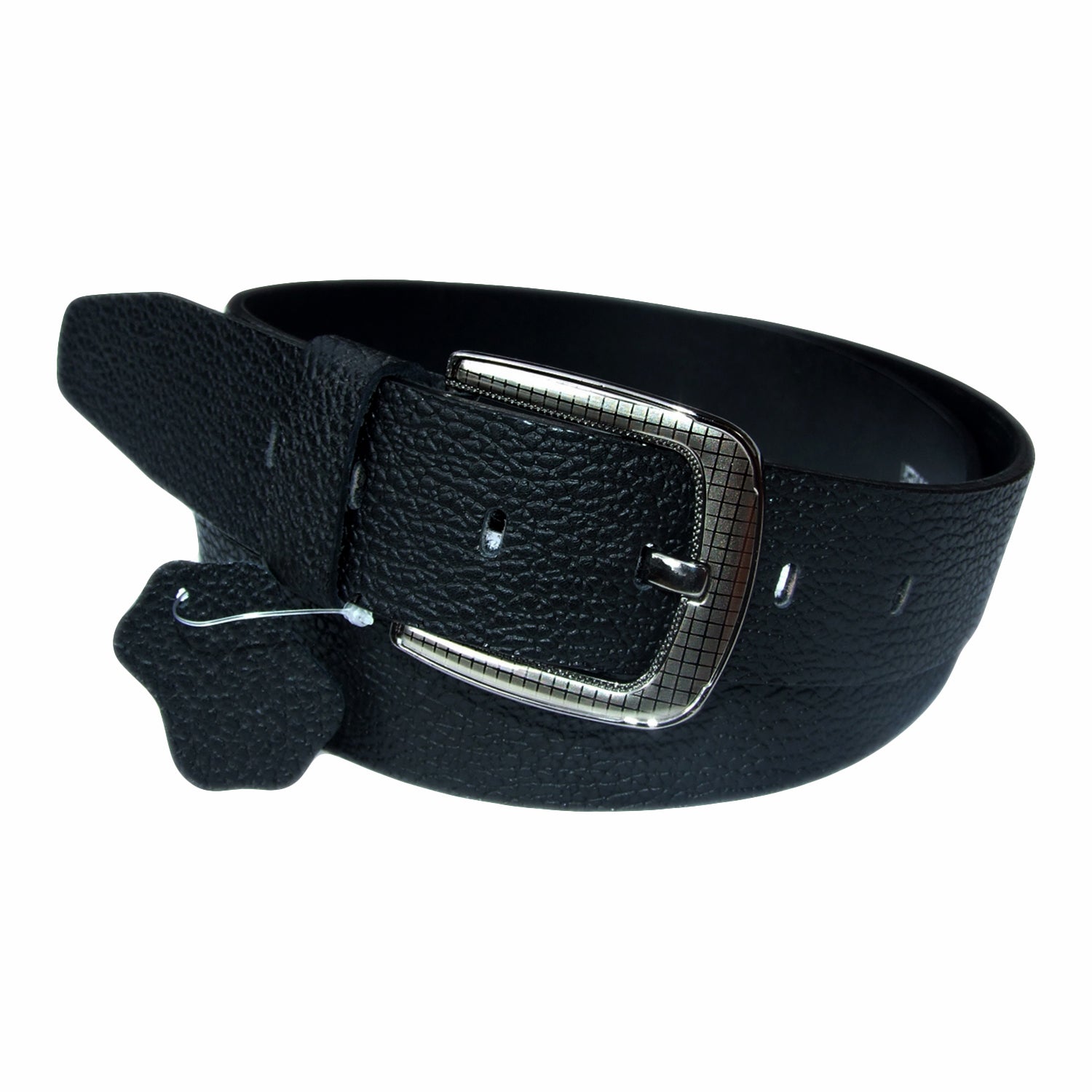 QHA Mens Black Real Leather Belt Real Cowhide Heavy Duty 38mm Wide G08