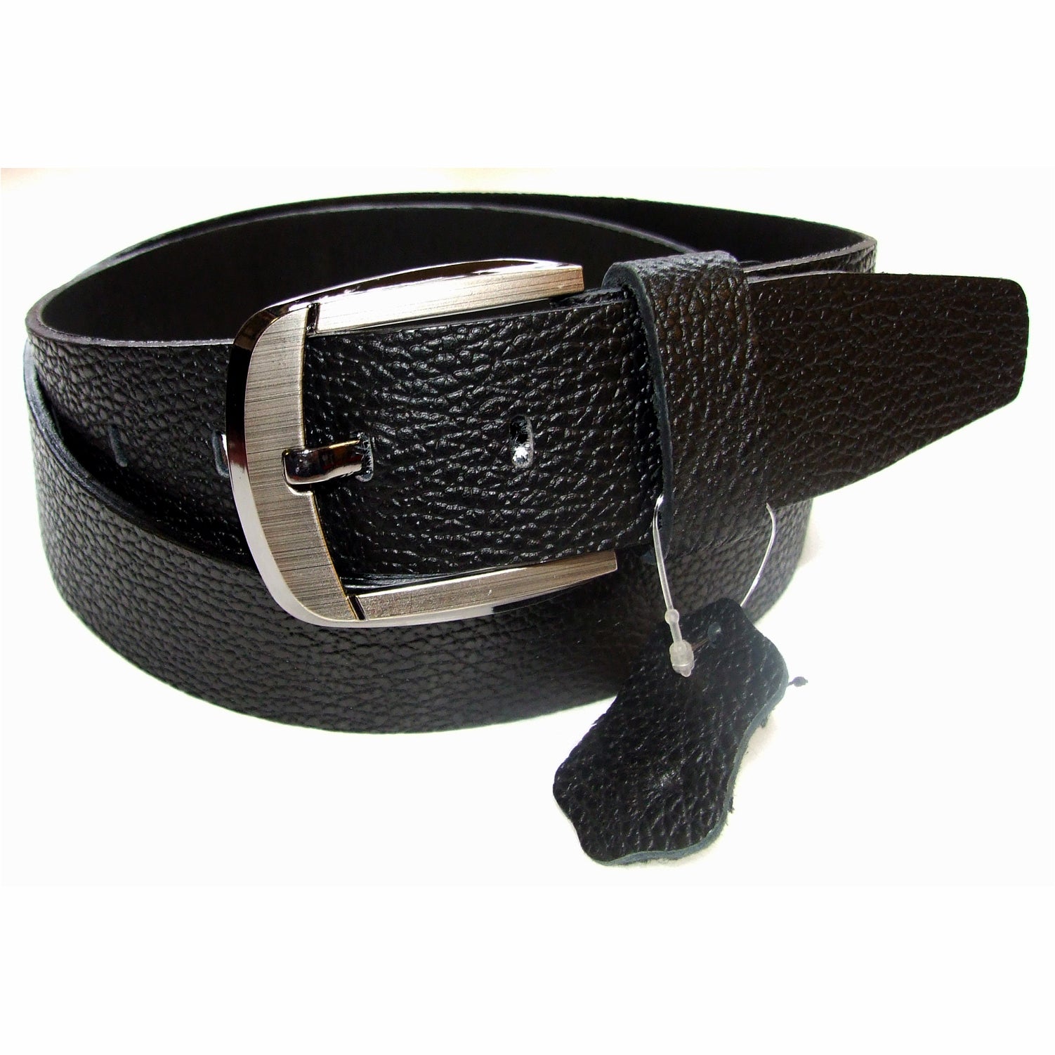 QHA Mens Black Real Leather Belt Real Cowhide Heavy Duty 38mm Wide G09