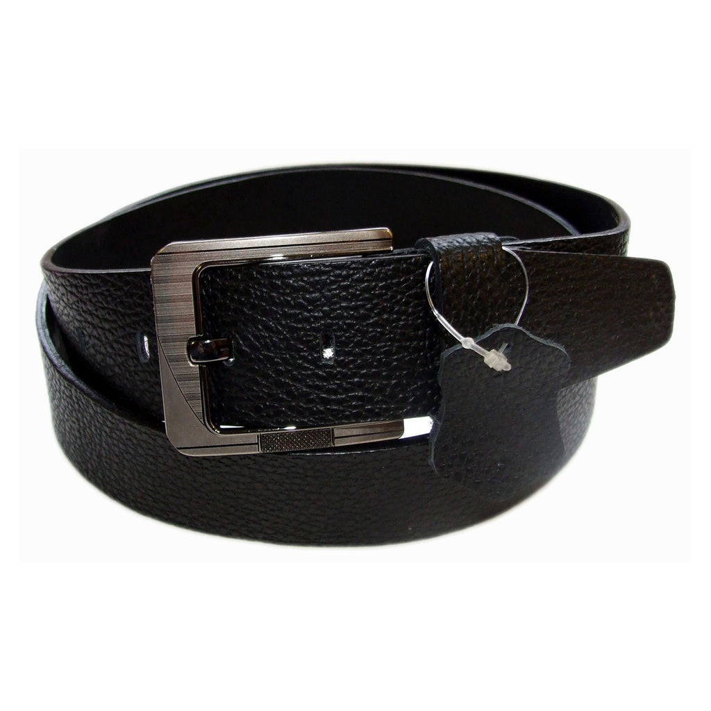 QHA Mens Black Real Leather Belt Real Cowhide Heavy Duty 38mm Wide G11