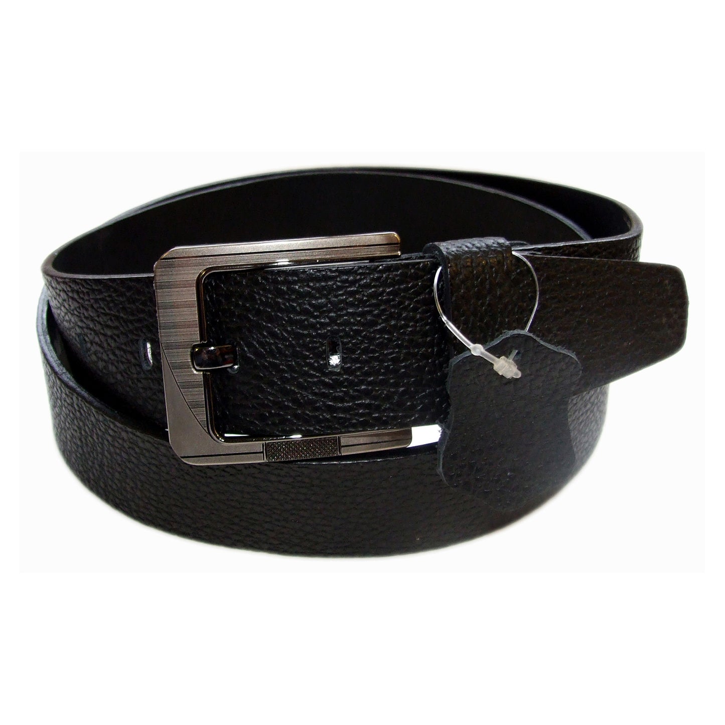 QHA Mens Black Real Leather Belt Real Cowhide Heavy Duty 38mm Wide G11
