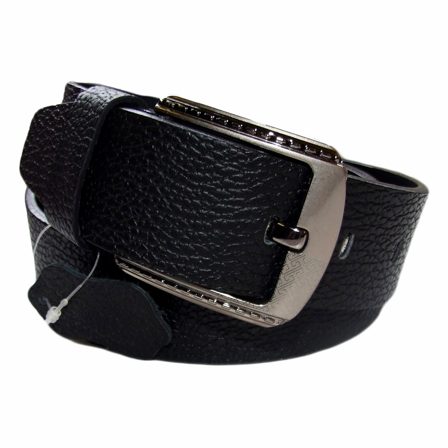 QHA Mens Black Real Leather Belt Real Cowhide Heavy Duty 38mm Wide G12