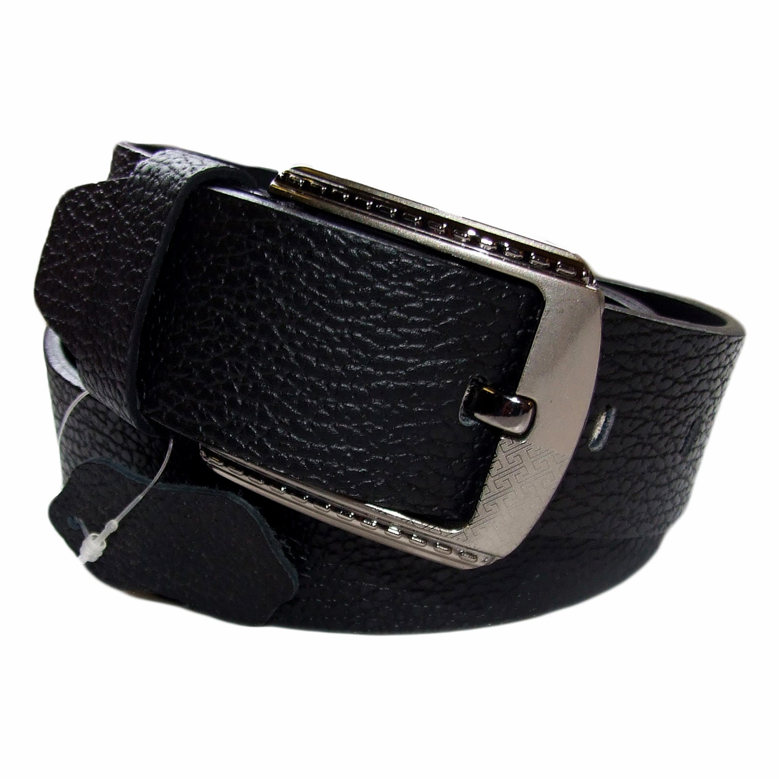 QHA Mens Black Real Leather Belt Real Cowhide Heavy Duty 38mm Wide G12