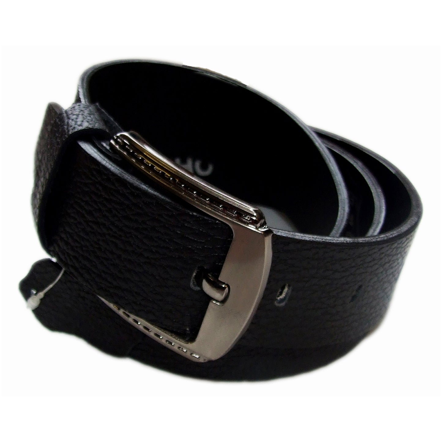 QHA Mens Black Real Leather Belt Real Cowhide Heavy Duty 38mm Wide G12