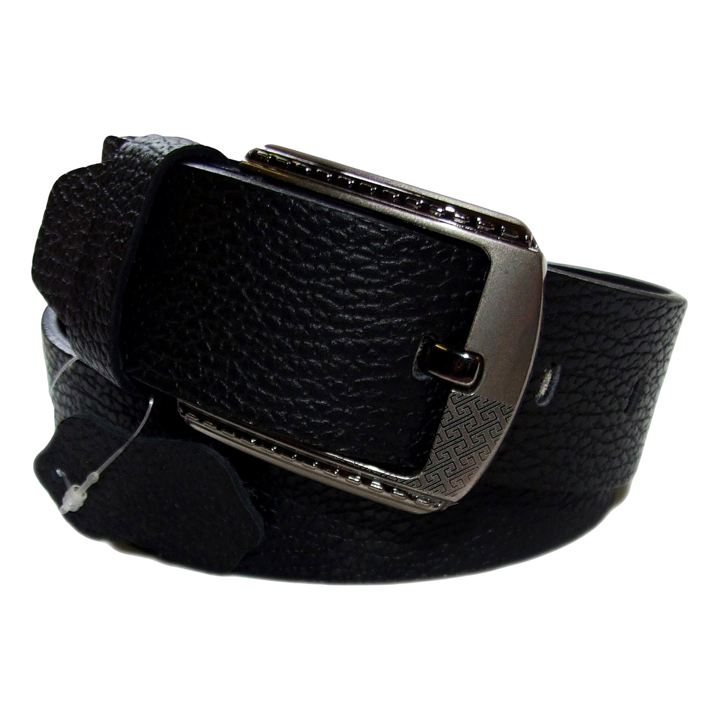 QHA Mens Black Real Leather Belt Real Cowhide Heavy Duty 38mm Wide G12