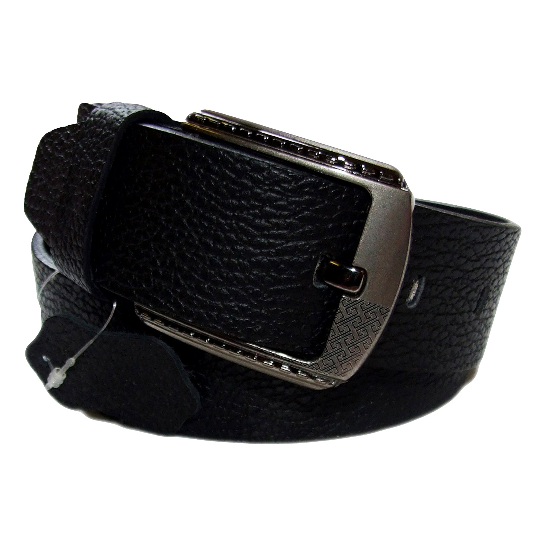 QHA Mens Black Real Leather Belt Real Cowhide Heavy Duty 38mm Wide G12