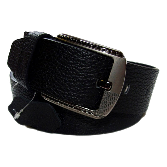 QHA Mens Black Real Leather Belt Real Cowhide Heavy Duty 38mm Wide G12